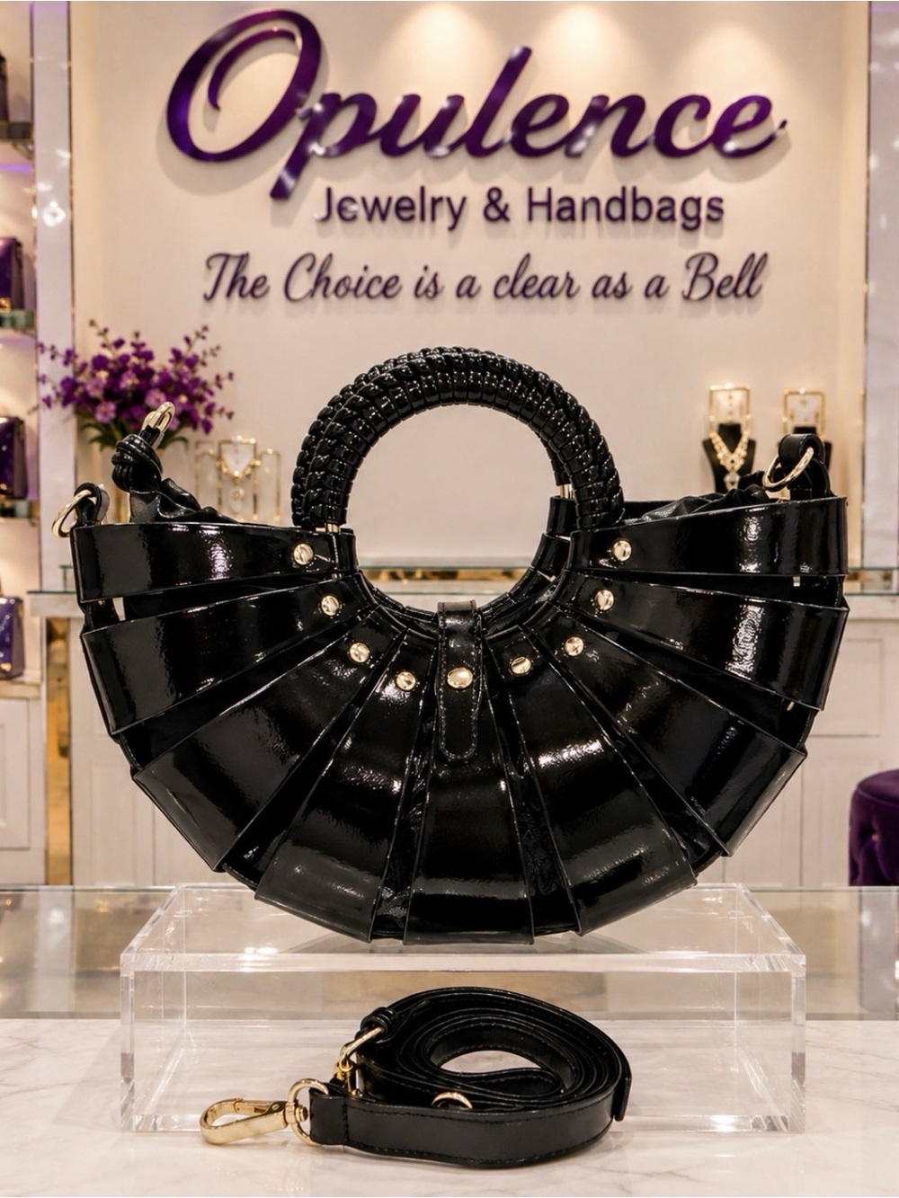 Black
Pleated Shell Handbag